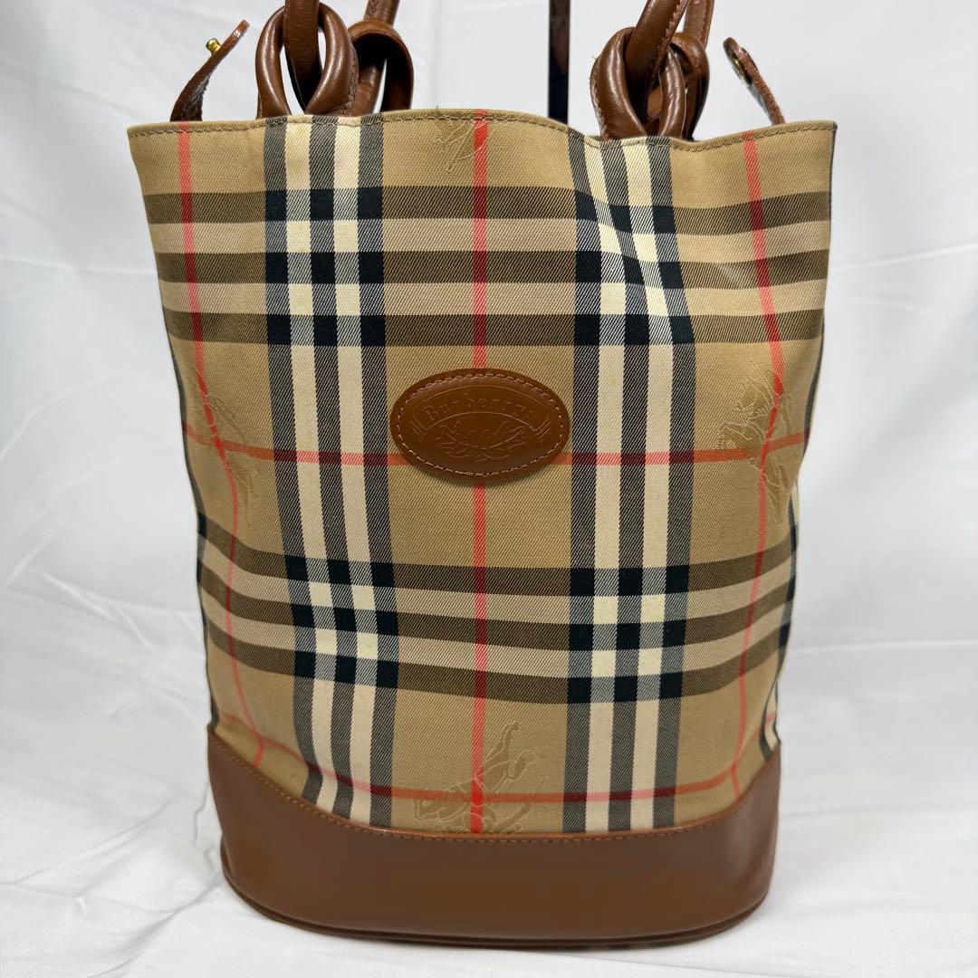 【美品】バーバリー　シャドーホース　ノバチェック　ワンショルダー　月桂冠　レザー