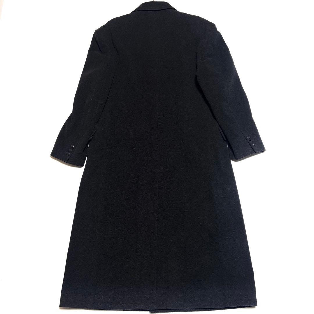 イタリア製生地 カシミヤ混 シングルブレスト ロングコート ダークグレー【XL】