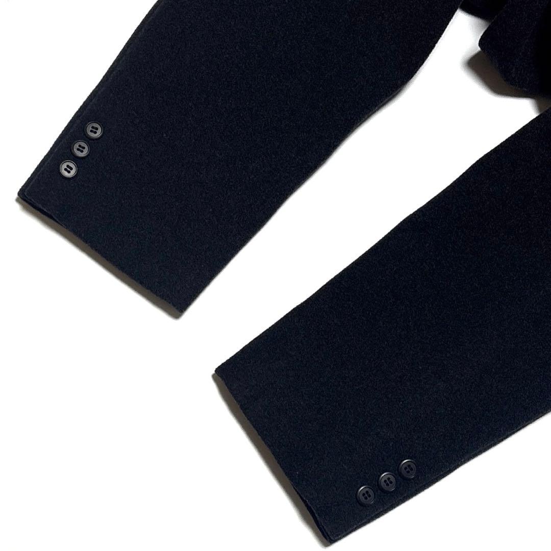 イタリア製生地 カシミヤ混 シングルブレスト ロングコート ダークグレー【XL】