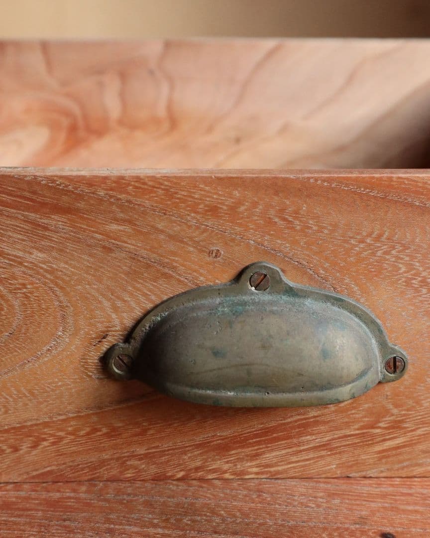 総欅(ケヤキ)材のろくろ脚ローテーブル　古道具 古家具 アンティーク カフェ