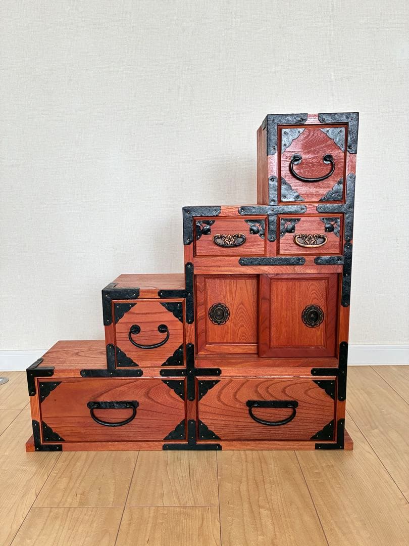 昭和レトロ　階段桐タンス　飾り棚　古民家　当時物