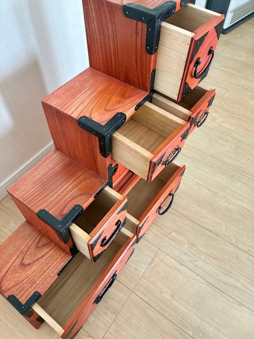 昭和レトロ　階段桐タンス　飾り棚　古民家　当時物