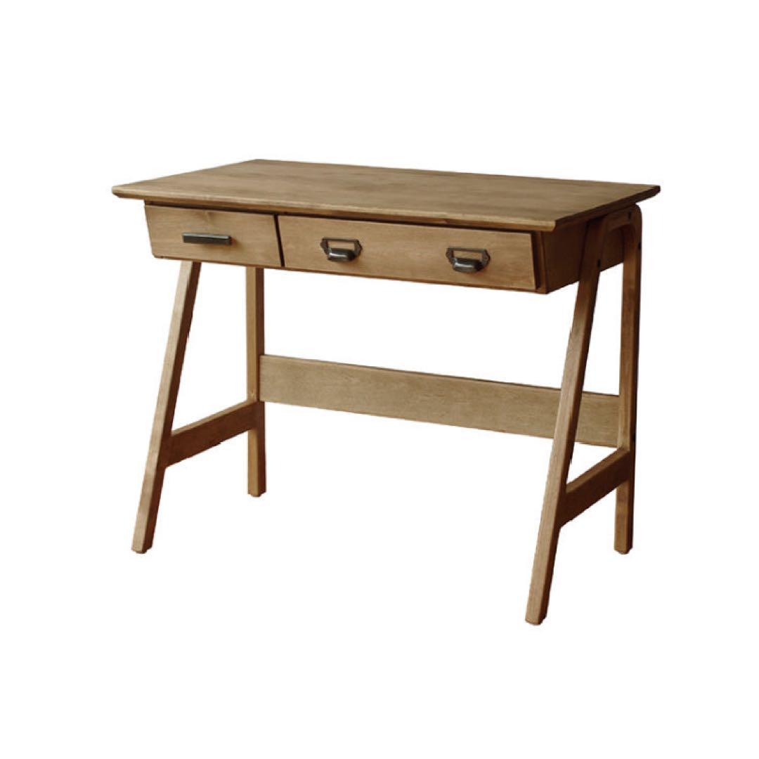 関家具 nora project コットン デスク 幅90cm 引出付 天然木