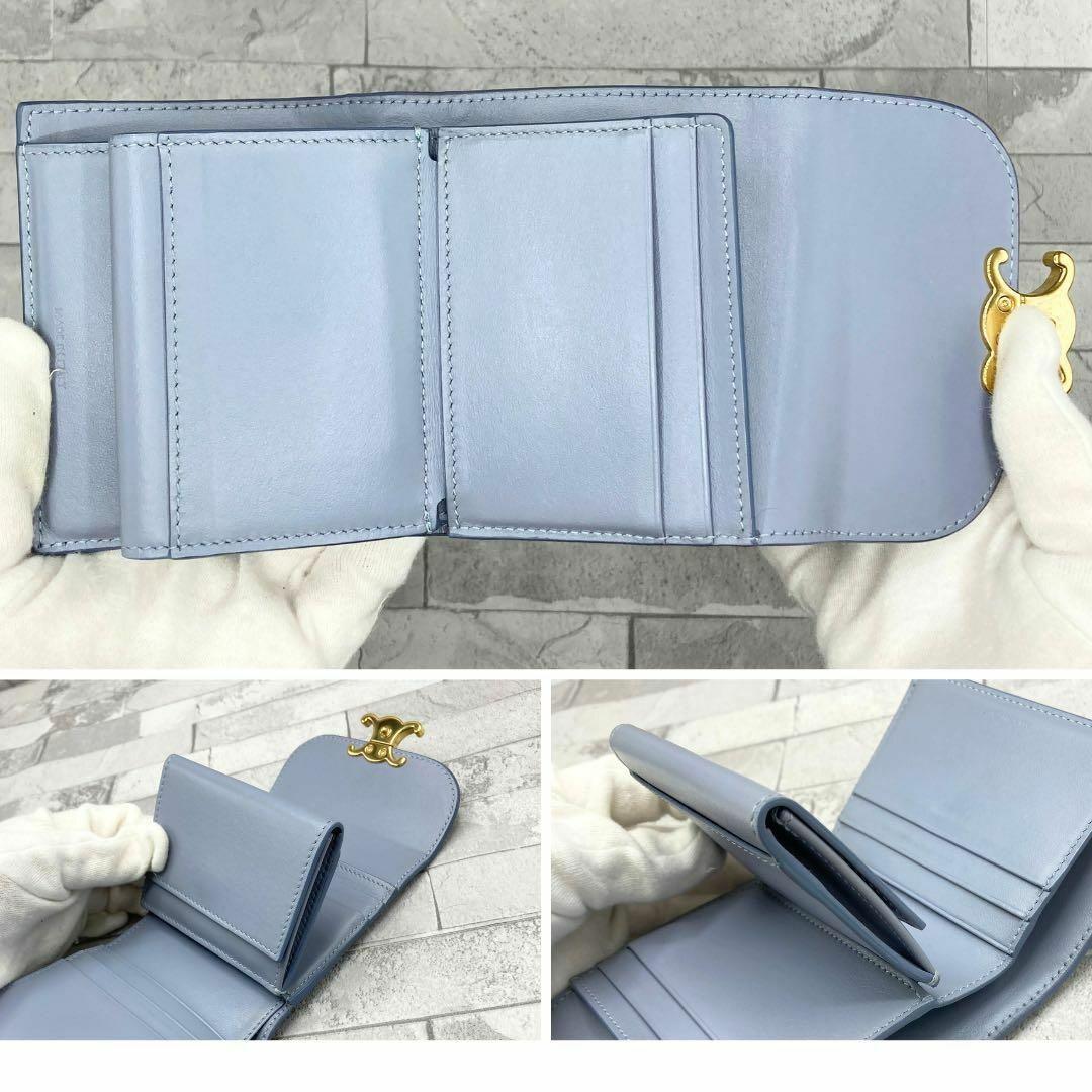 セリーヌ トリオンフ スモールフラップウォレット　シャイニーカーフスキン　財布