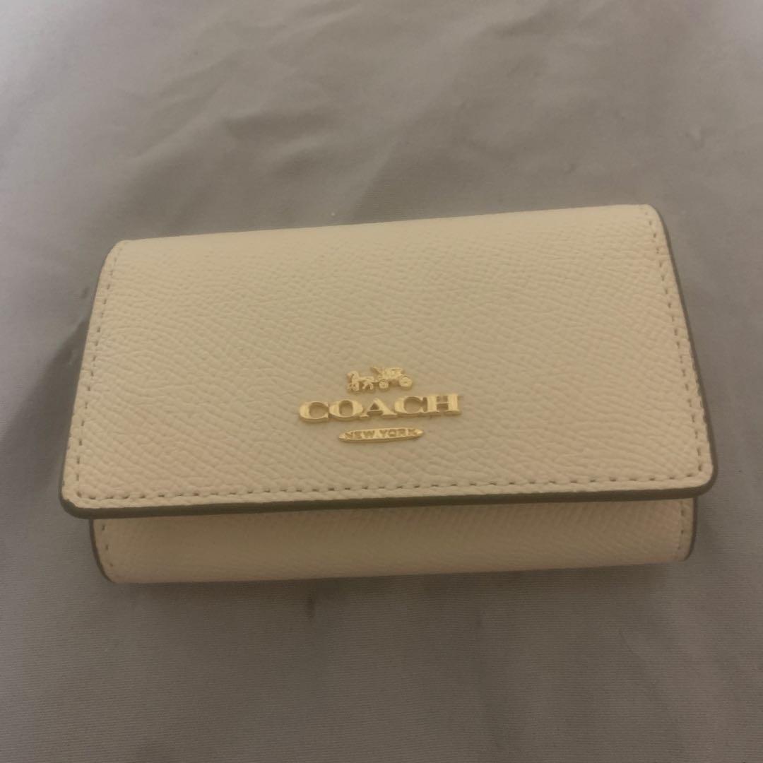 最終お値下げ COACH アイボリー レザー キーケース コーチ