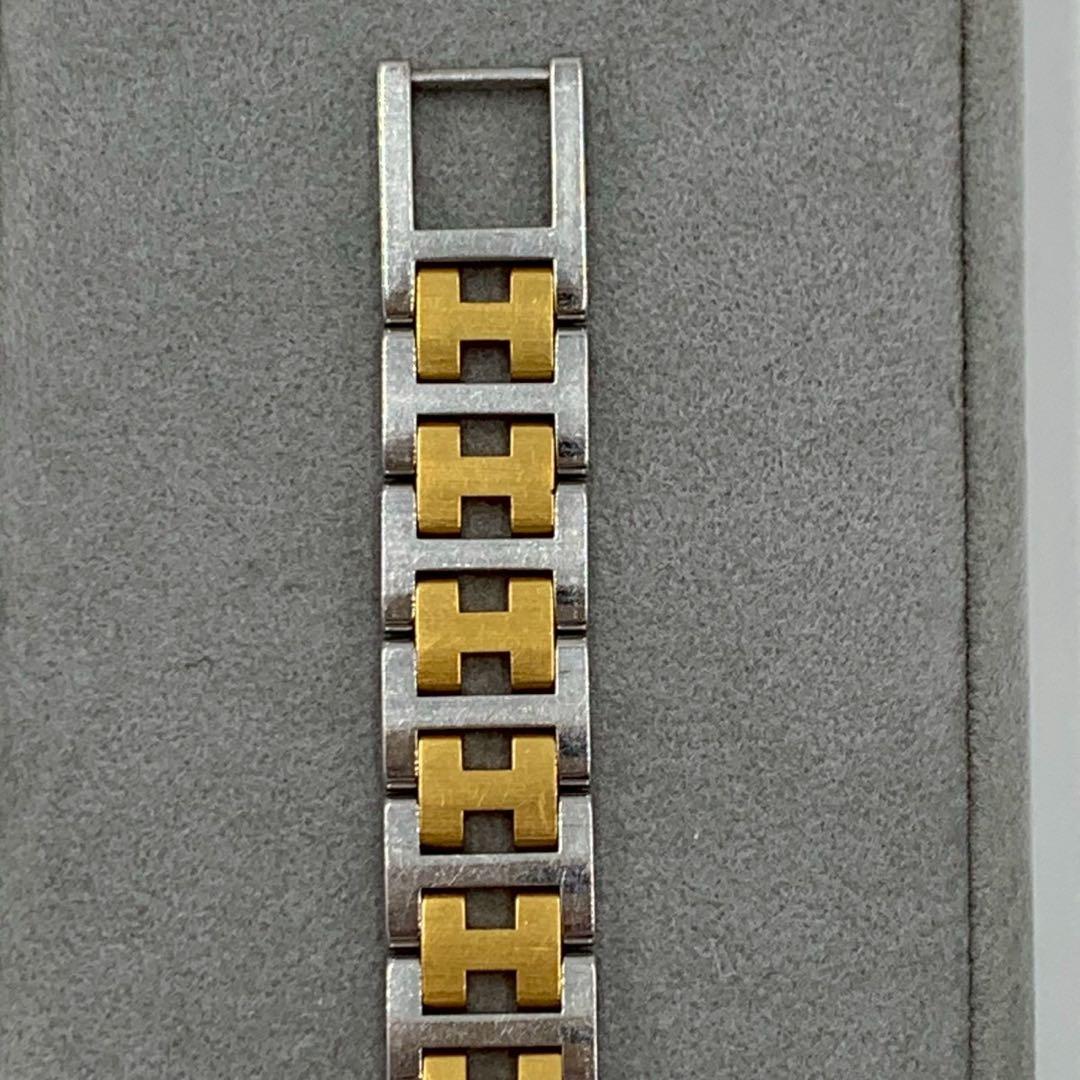 美品 エルメス クリッパー コンビ 白文字盤 デイト 腕時計 ラウンドフェイス