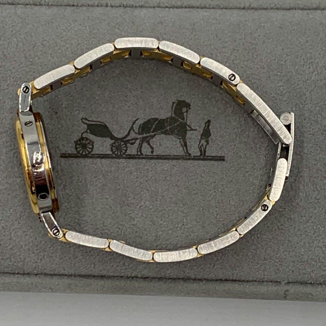 美品 エルメス クリッパー コンビ 白文字盤 デイト 腕時計 ラウンドフェイス