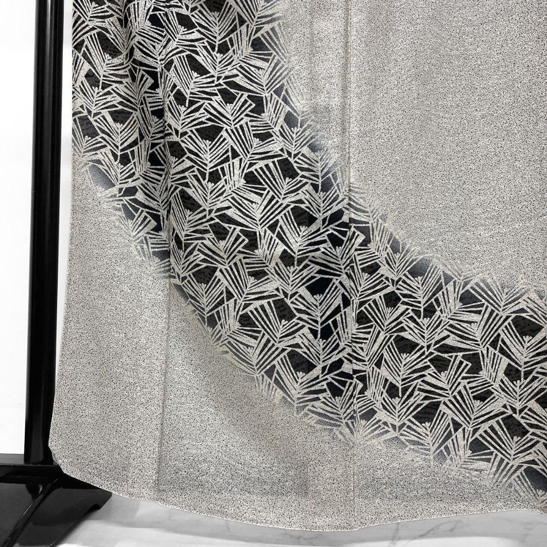 夏用　紗　松模様　たたき染め　モノトーン　訪問着　着物　035a p