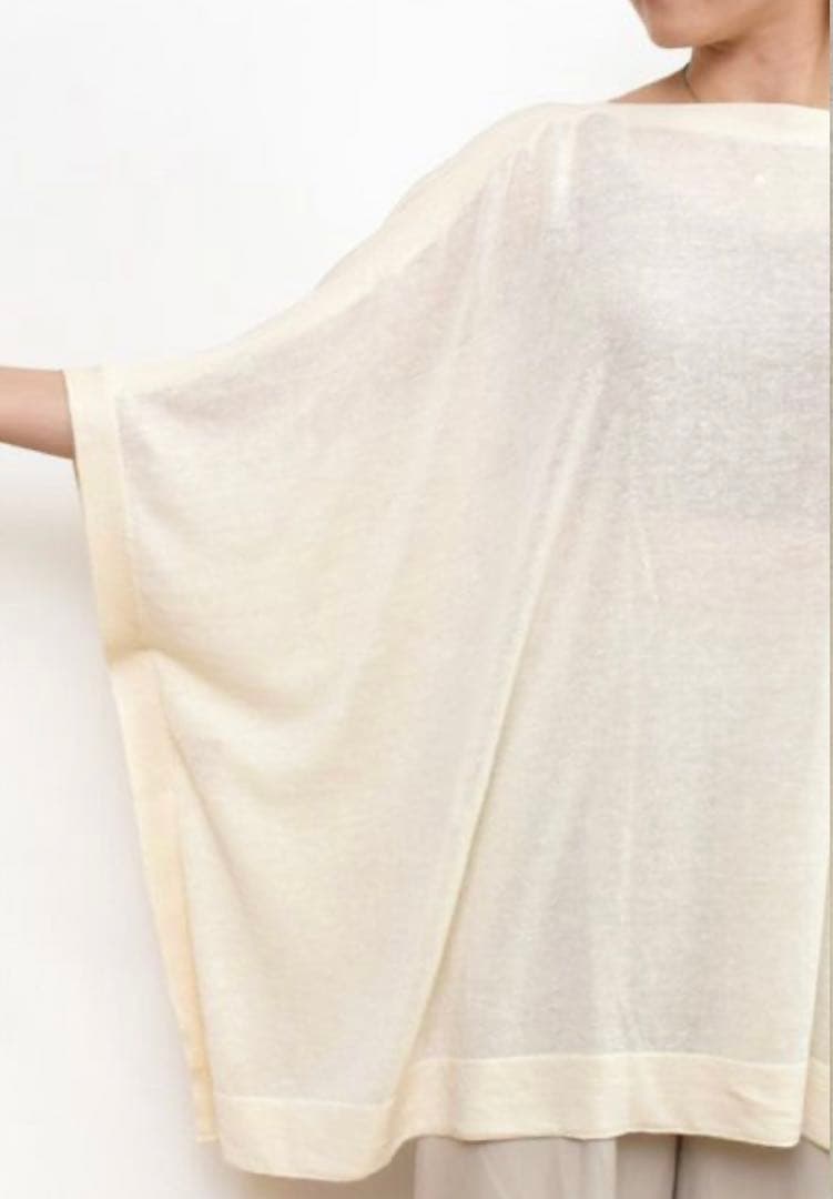 【新品】pristine リネンコットン 切替ポンチョ オーガニックコットン