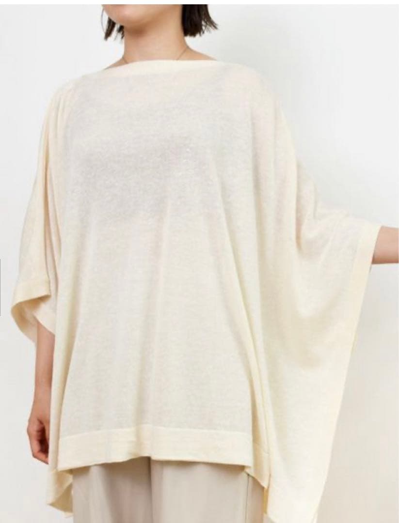 【新品】pristine リネンコットン 切替ポンチョ オーガニックコットン