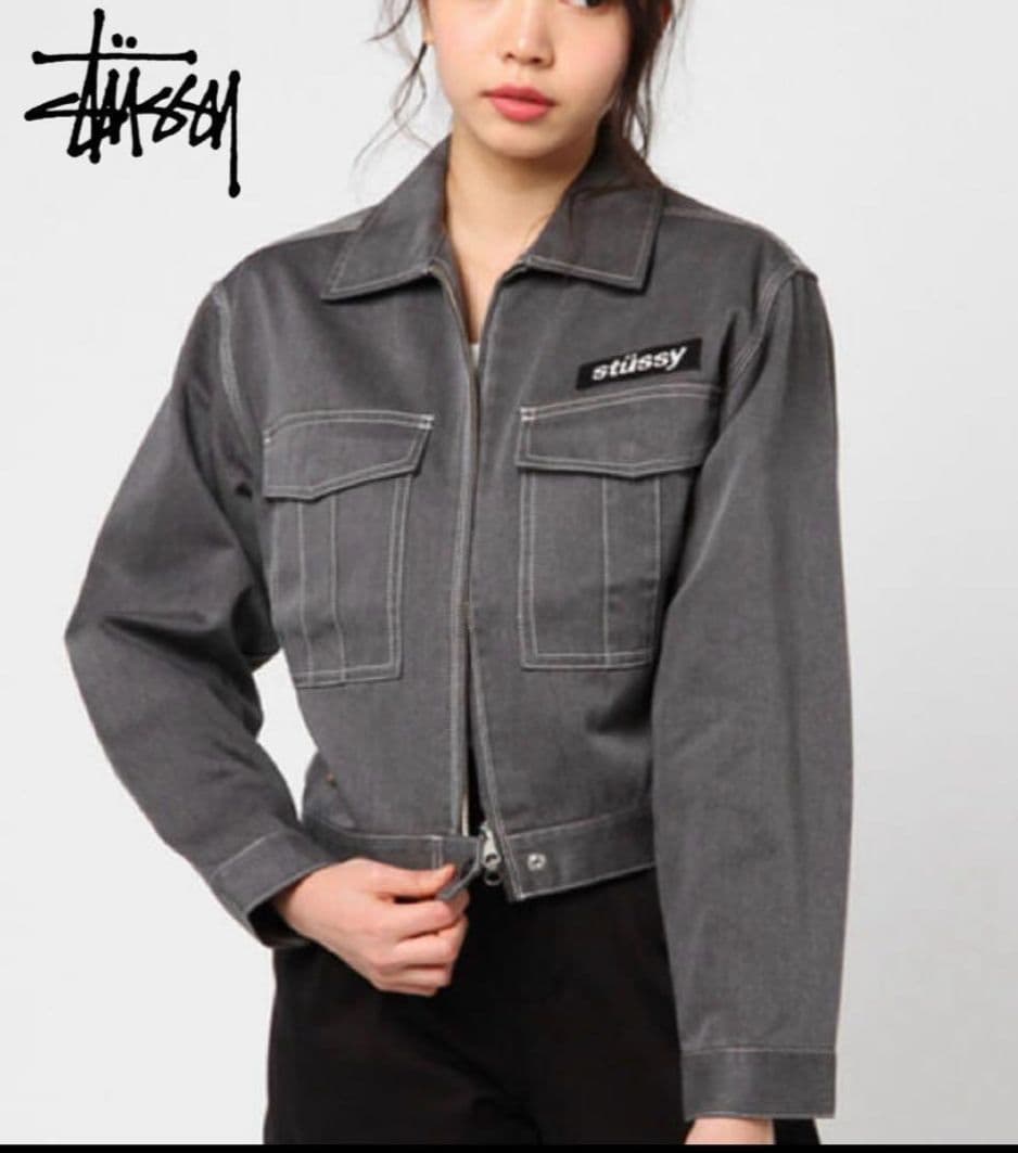 【美品】 ステューシー ディッキーズ コラボ ジャケット ロゴ グレー