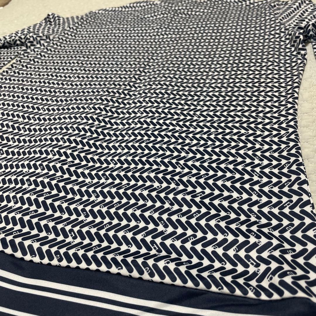 美品 and per se アンパスィ 長袖 モックネックシャツ Lサイズ 総柄