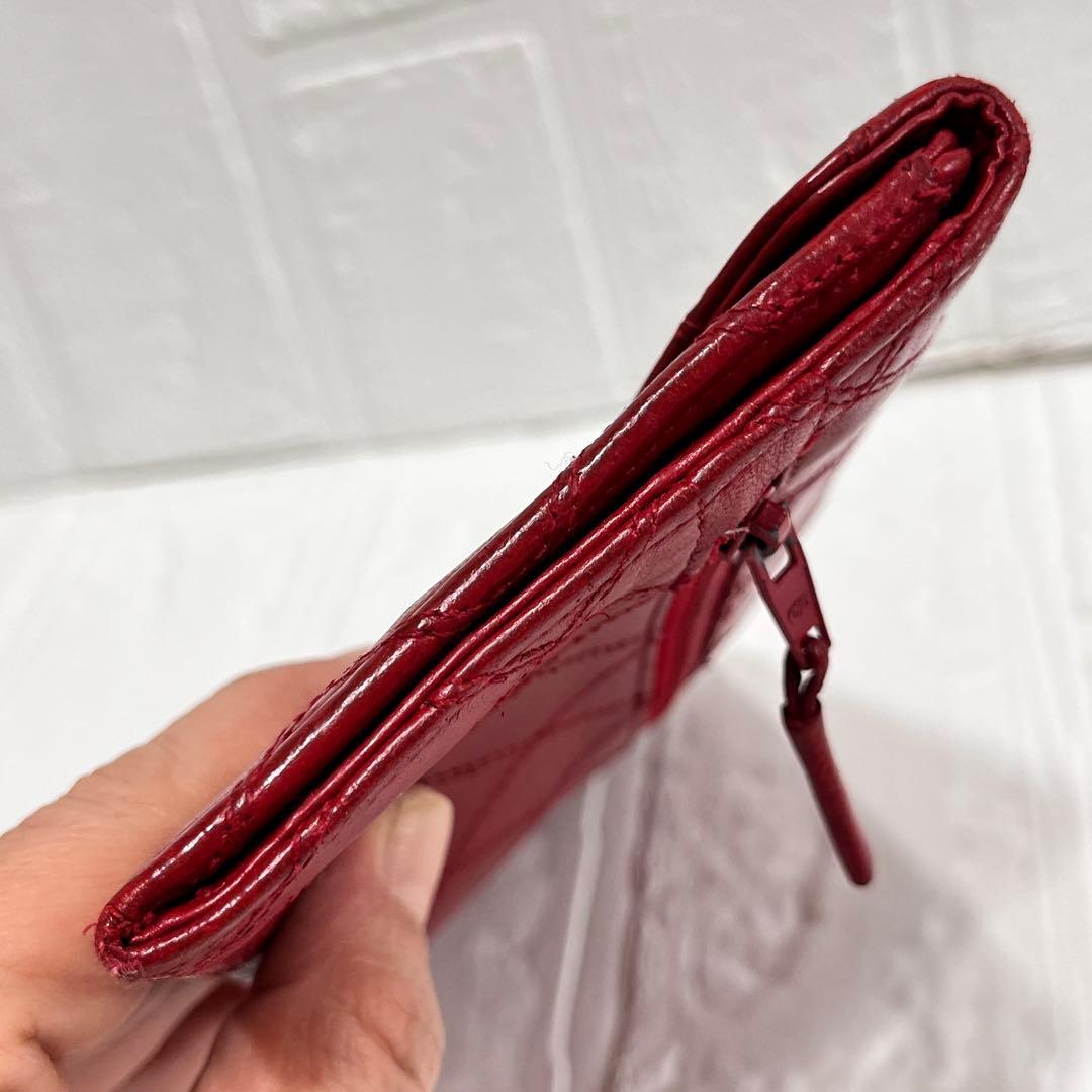 CHANEL ビコローレ　長財布　ダブルステッチ　レッド　ココマーク　レッド