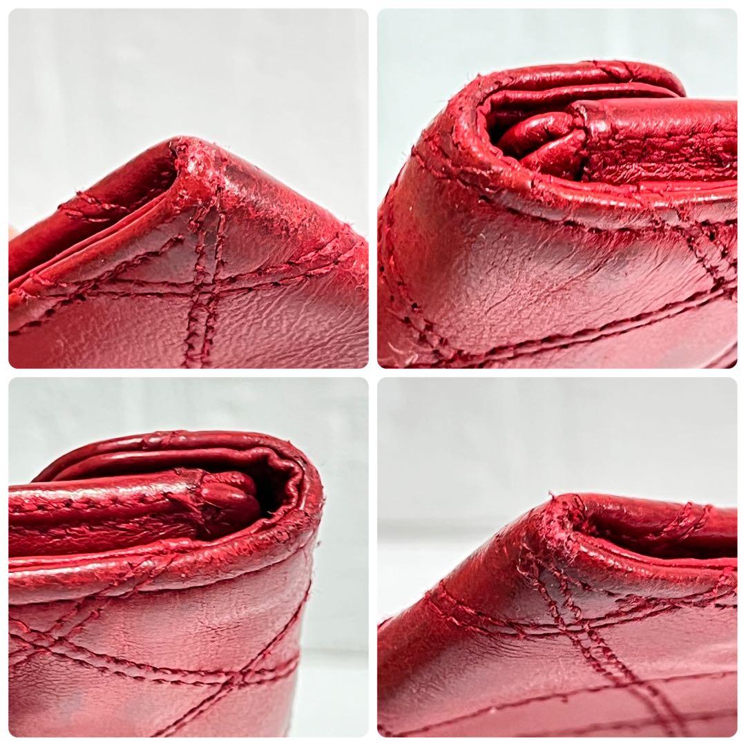 CHANEL ビコローレ　長財布　ダブルステッチ　レッド　ココマーク　レッド