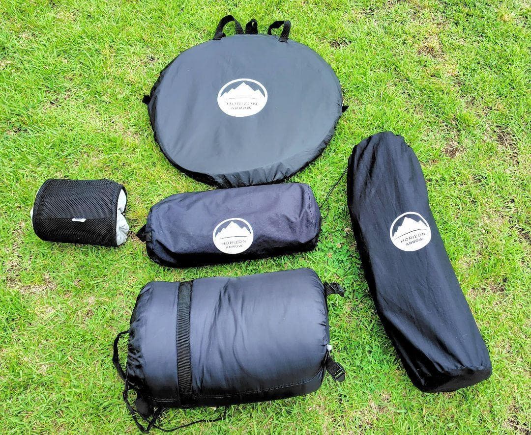 グラフェンヒーター内蔵寝袋付　究極のメッシュテント　ブラックカンガルー 一式