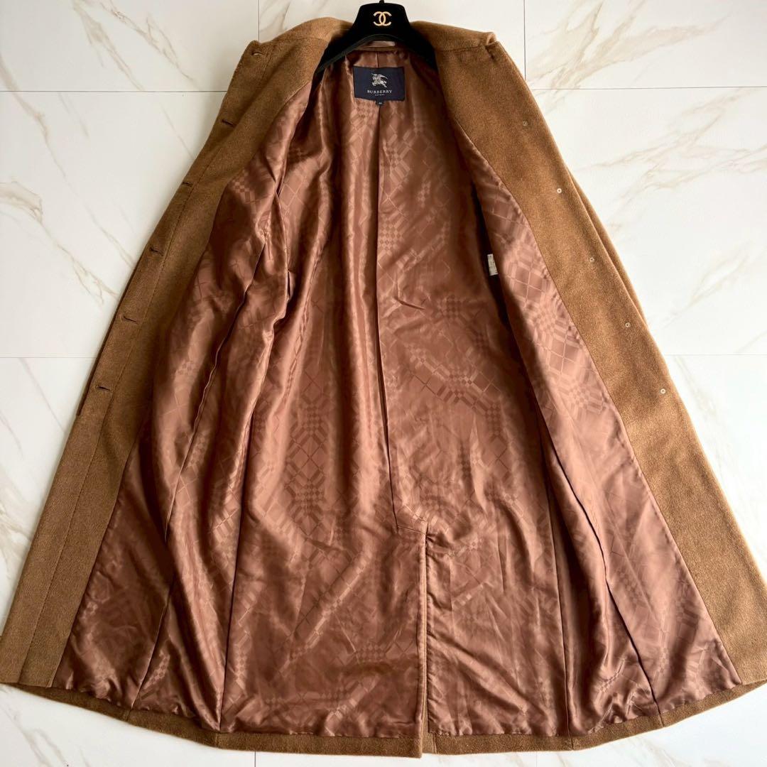 人気◆バーバリーロンドン カシミヤ混 シャドーチェック ベルト付 ロングコート