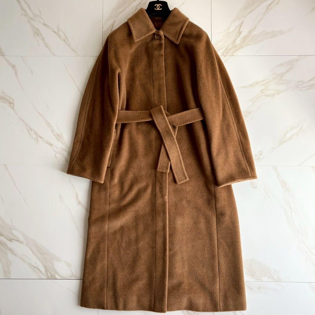 人気◆バーバリーロンドン カシミヤ混 シャドーチェック ベルト付 ロングコート