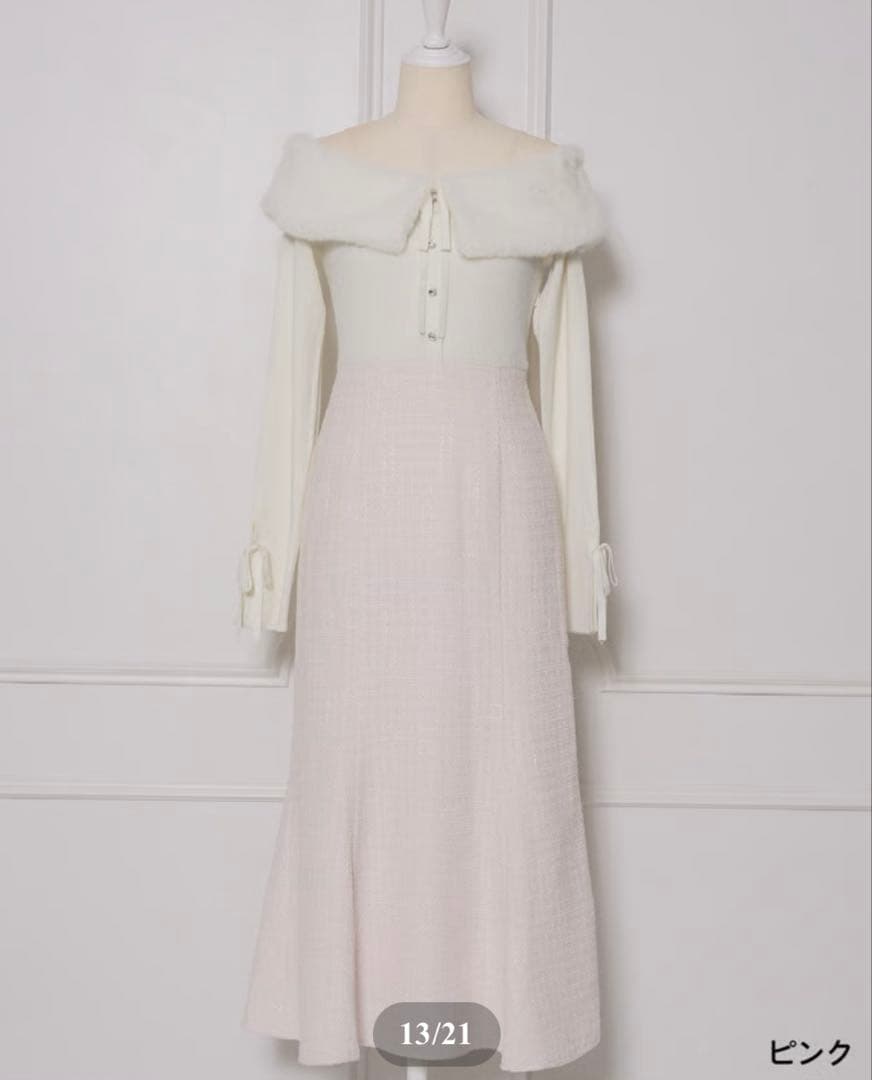 DOLCELICHE FURオフショルドッキングワンピース　ピンク