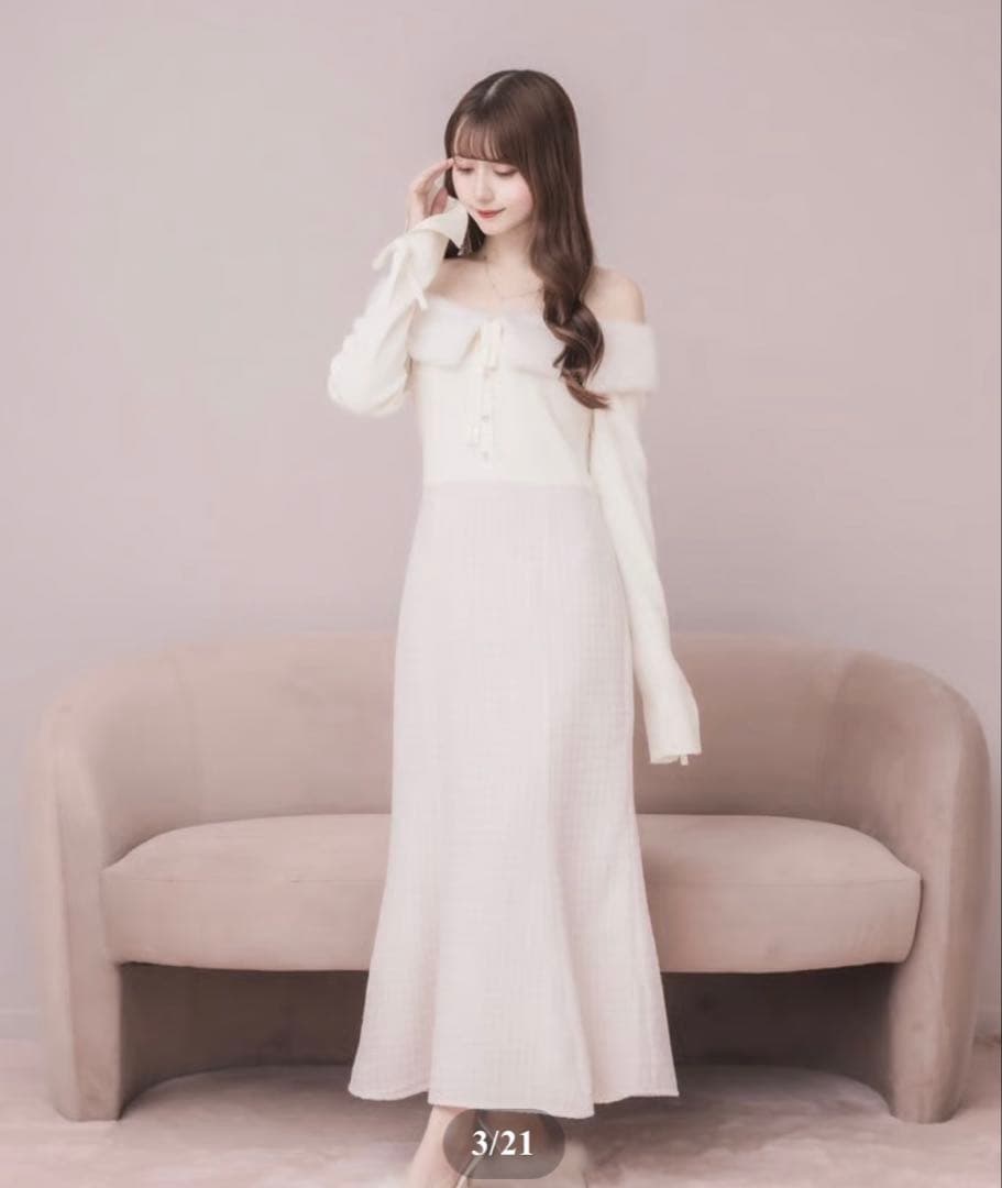 DOLCELICHE FURオフショルドッキングワンピース　ピンク