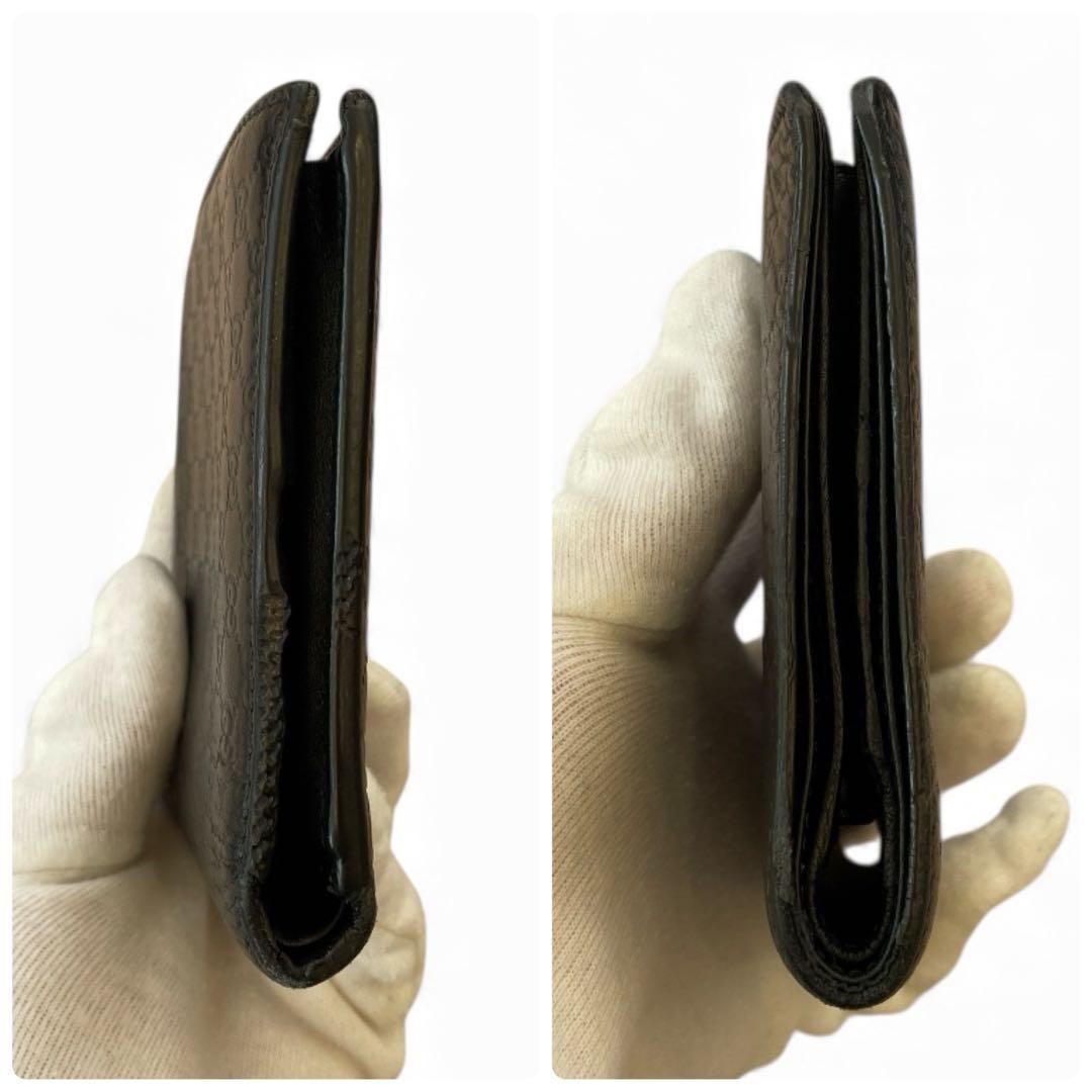 【美品✨️】GUCCI マイクロシマ 二つ折り財布 ブラック GG柄　レザー　黒