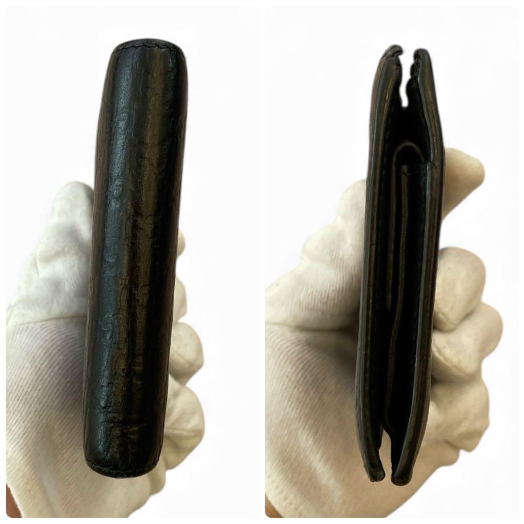 【美品✨️】GUCCI マイクロシマ 二つ折り財布 ブラック GG柄　レザー　黒