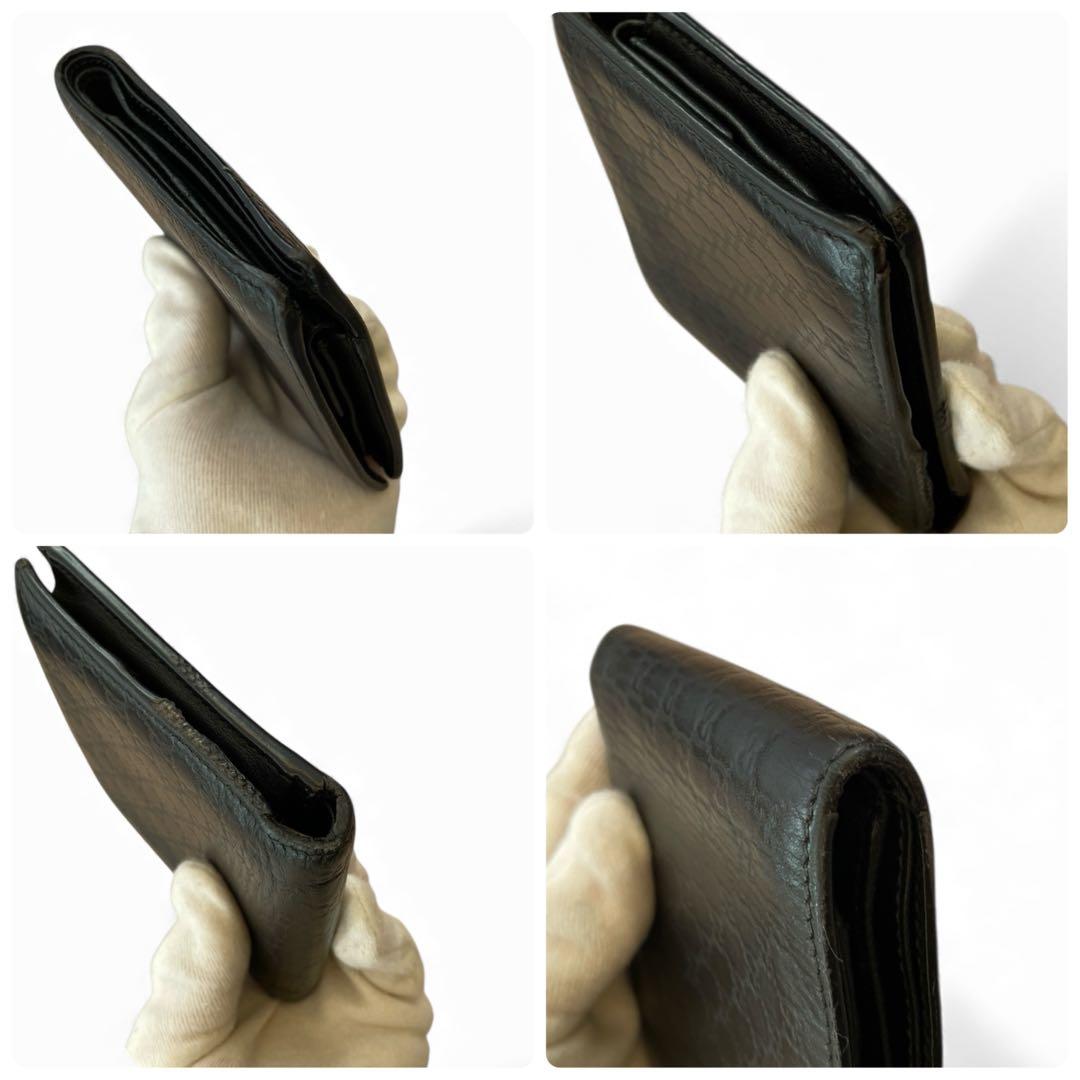 【美品✨️】GUCCI マイクロシマ 二つ折り財布 ブラック GG柄　レザー　黒