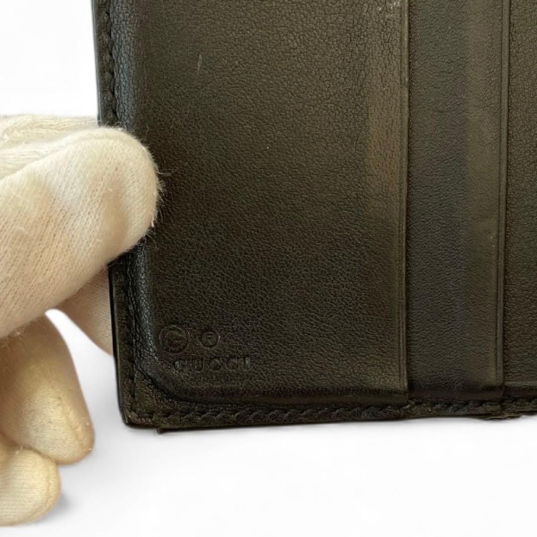 【美品✨️】GUCCI マイクロシマ 二つ折り財布 ブラック GG柄　レザー　黒