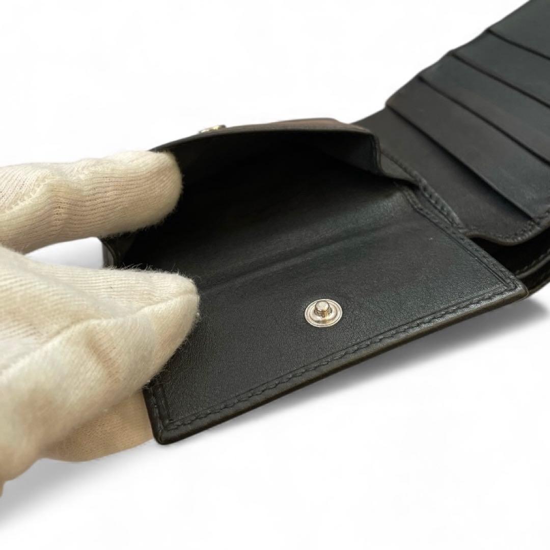 【美品✨️】GUCCI マイクロシマ 二つ折り財布 ブラック GG柄　レザー　黒