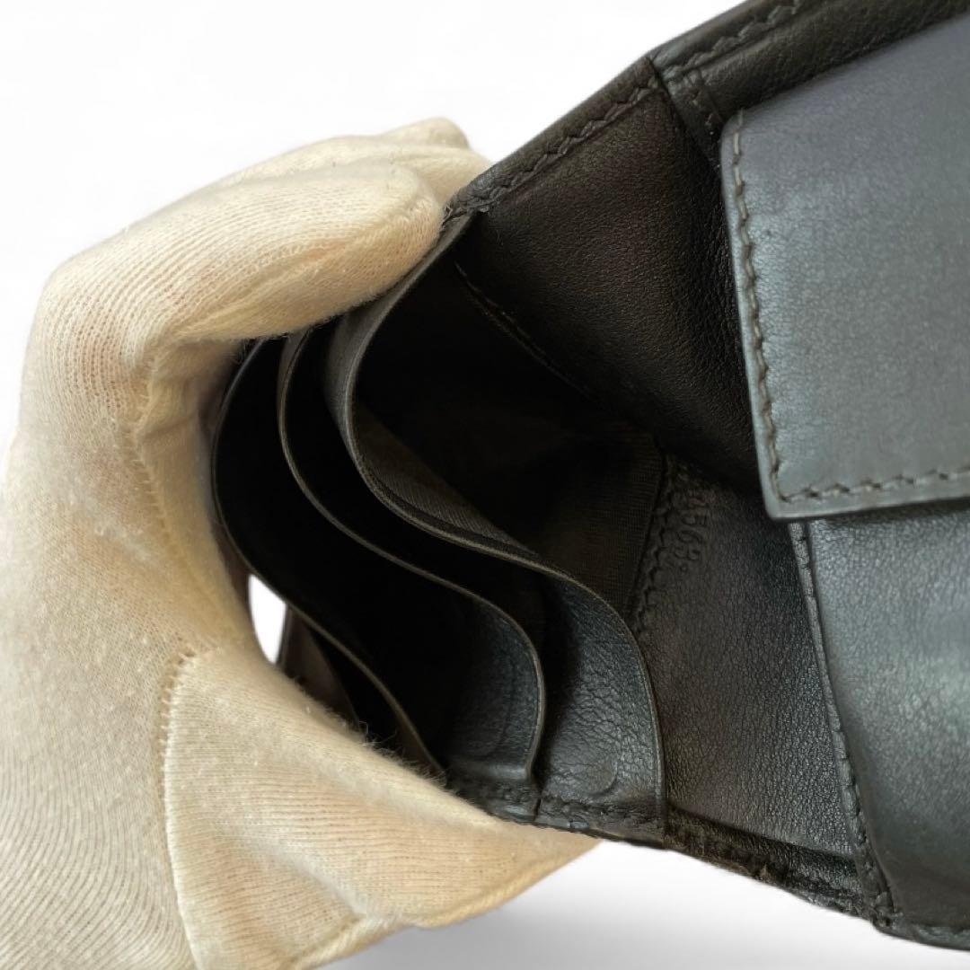 【美品✨️】GUCCI マイクロシマ 二つ折り財布 ブラック GG柄　レザー　黒