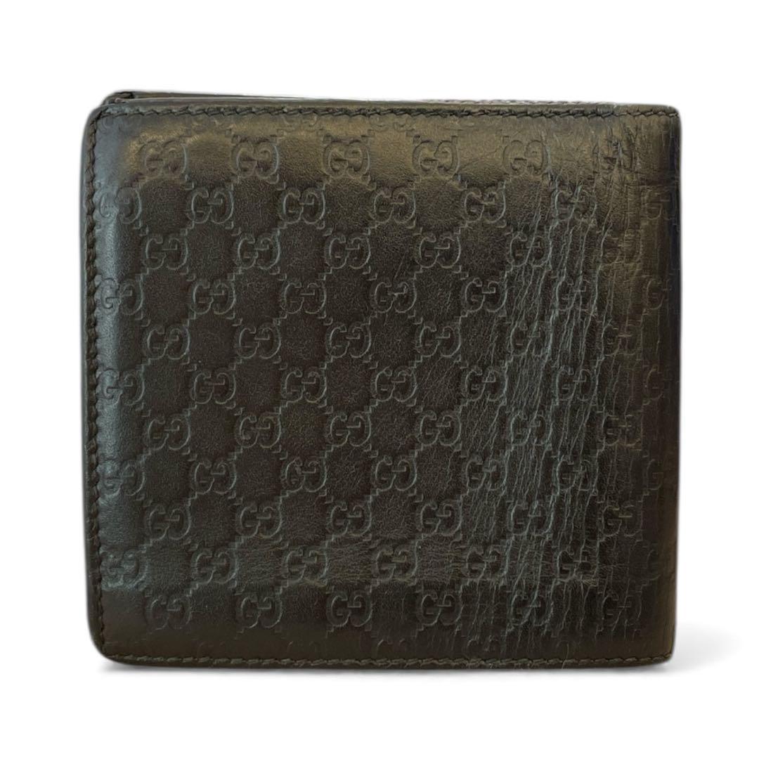【美品✨️】GUCCI マイクロシマ 二つ折り財布 ブラック GG柄　レザー　黒