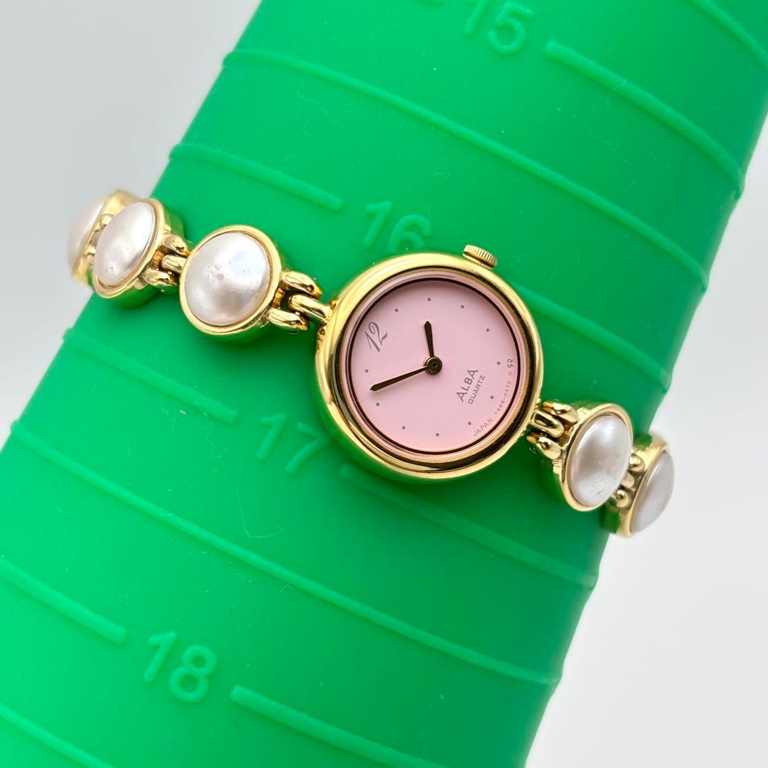 激レア✨SEIKO ALBA 腕時計 パール装飾 ラウンド ゴールド ブレス