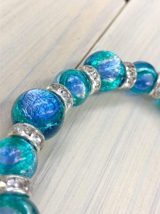 ホタルガラスのブレスレット（アクアブルー）
