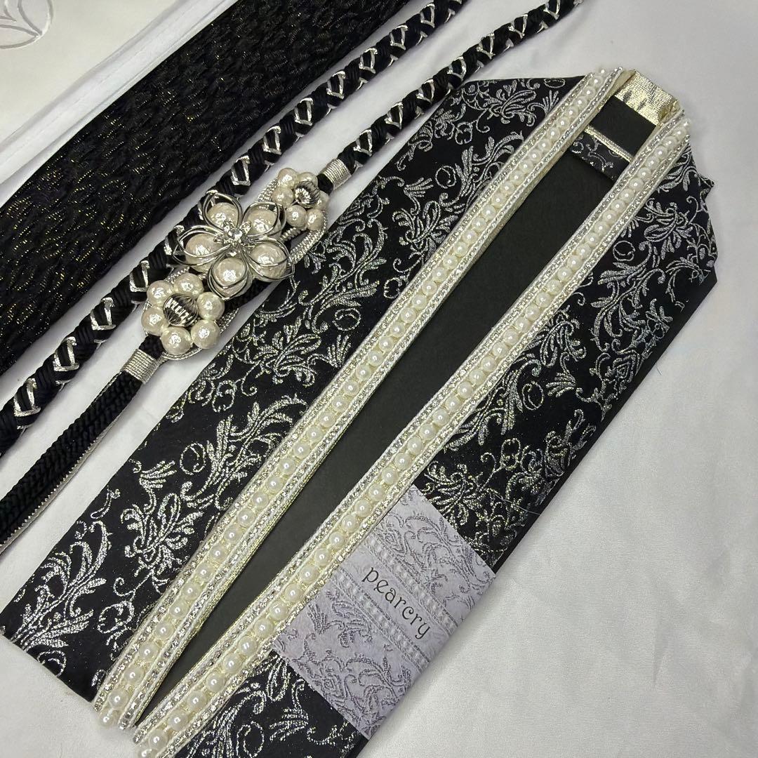 新品　2026年モデル　帯締め　帯揚げ　半襟　重ね襟　セット　振袖用　黒