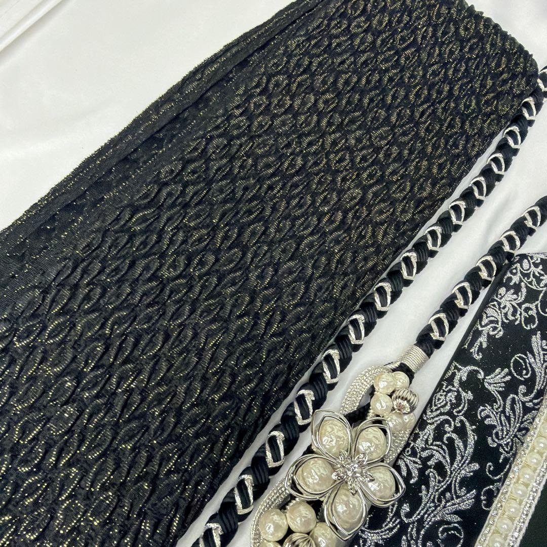 新品　2026年モデル　帯締め　帯揚げ　半襟　重ね襟　セット　振袖用　黒