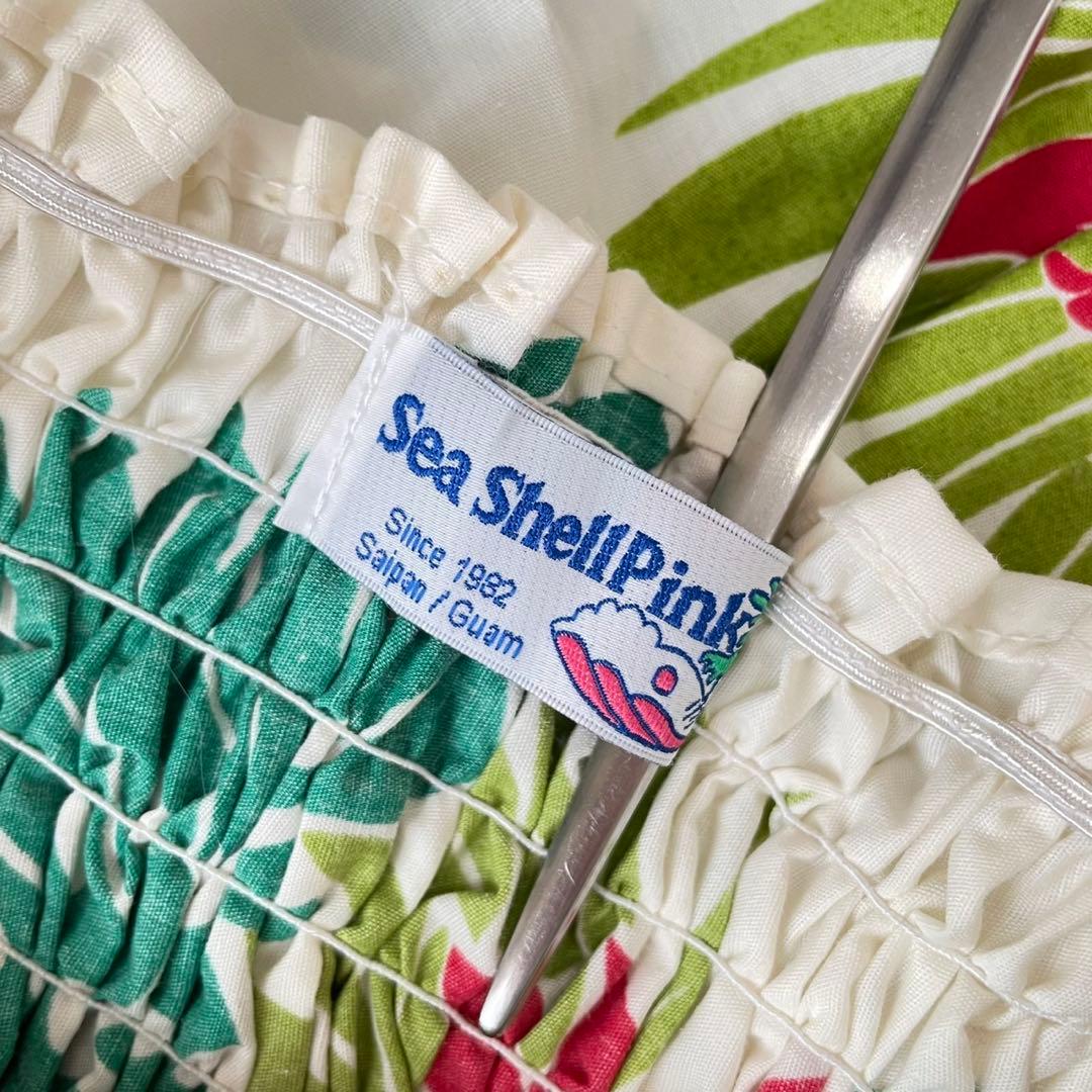 Sea Shell Pinkハワイアンワンピース　ハイビスカス花柄　リゾート