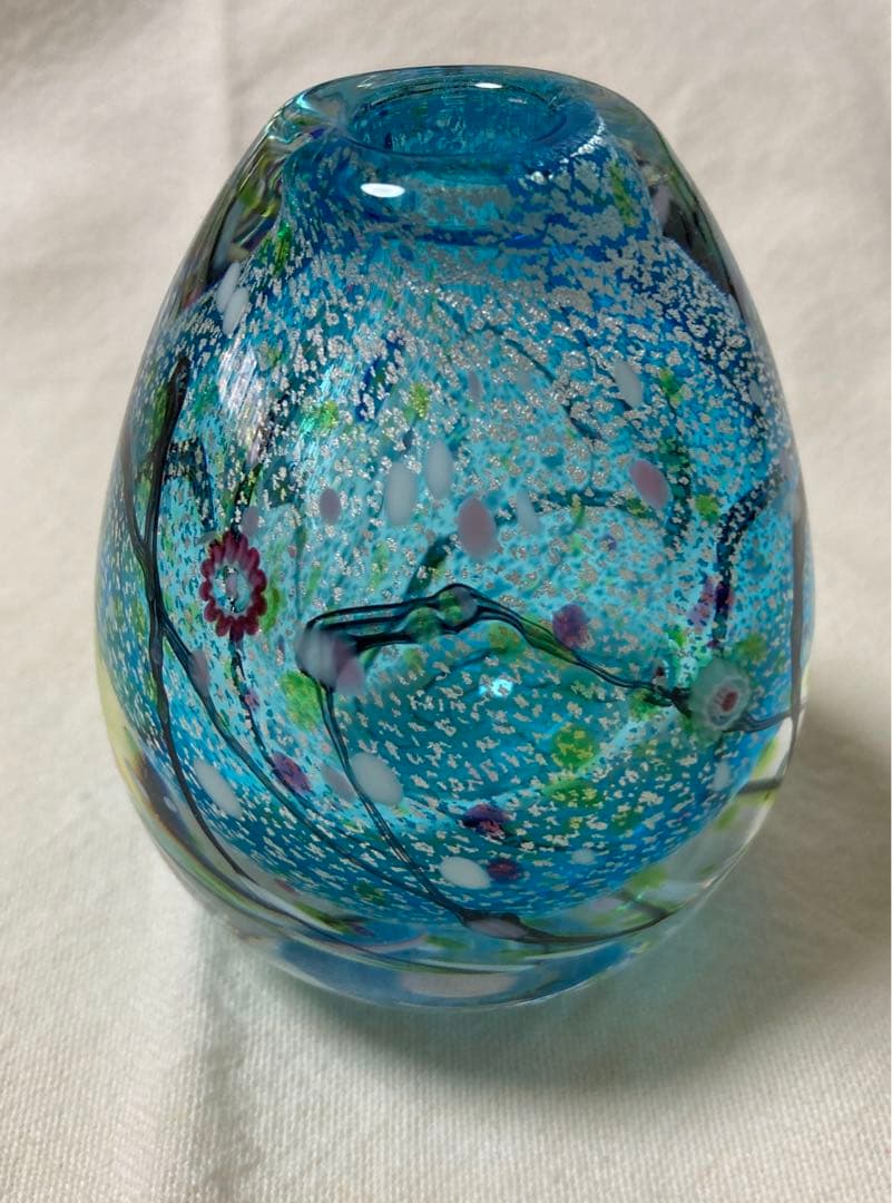 希少品!! 黒木国昭 グラスアート宮崎 綾工房 ガラス工芸 一輪挿し①