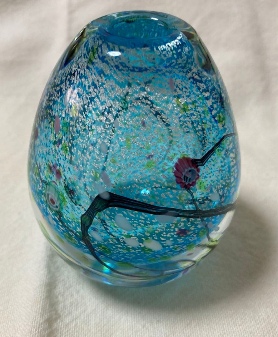 希少品!! 黒木国昭 グラスアート宮崎 綾工房 ガラス工芸 一輪挿し①