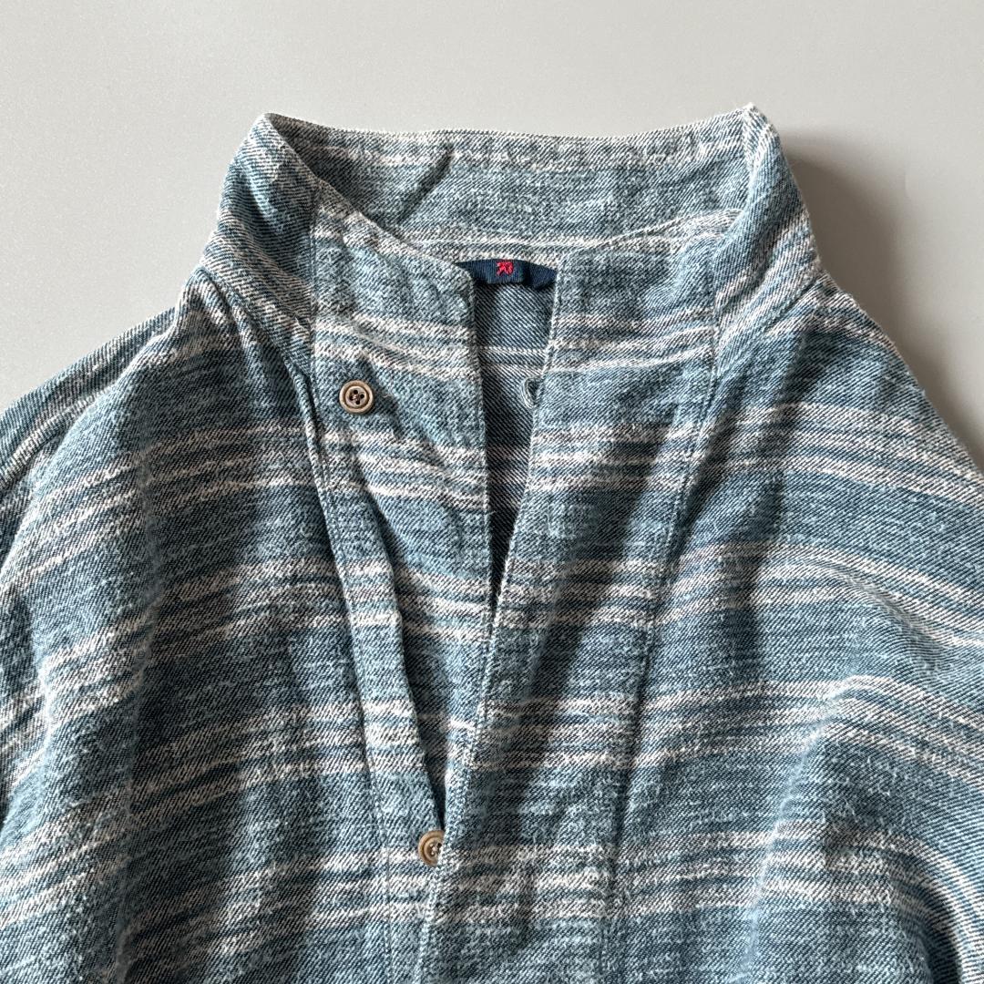 45R 長袖チュニック ブルー　トップス　ワンピース　コットン