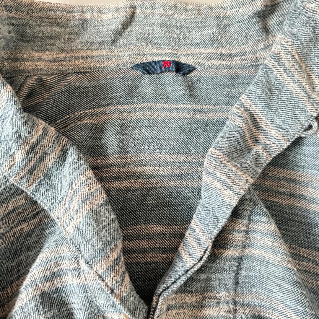 45R 長袖チュニック ブルー　トップス　ワンピース　コットン