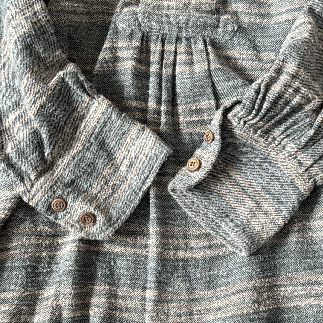 45R 長袖チュニック ブルー　トップス　ワンピース　コットン