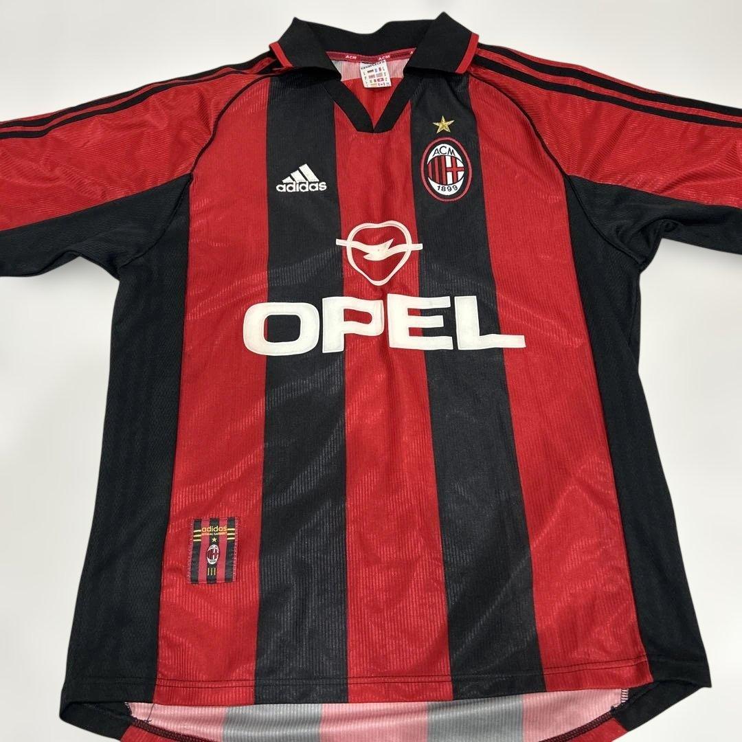 ACミラン adidas シャツ 赤黒 ストライプ