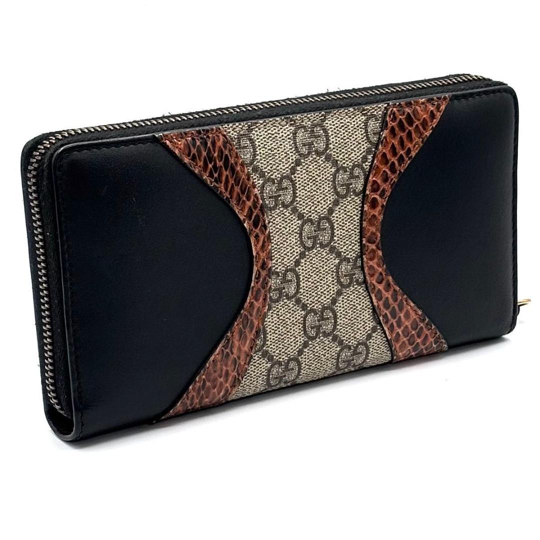 入手困難品 希少 グッチ 長財布 ラウンドファスナー ジップ GG柄 パイソン