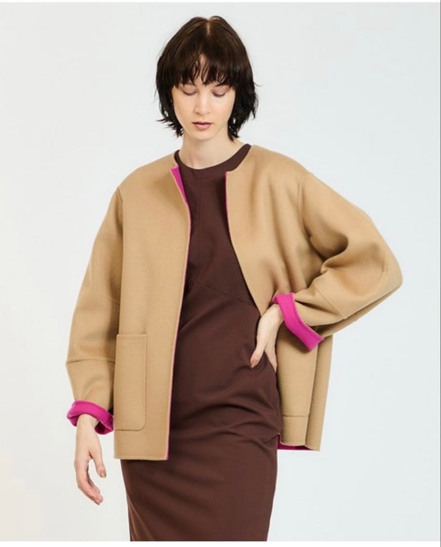 ESTNATION / バイカラーリバーノーカラーコート