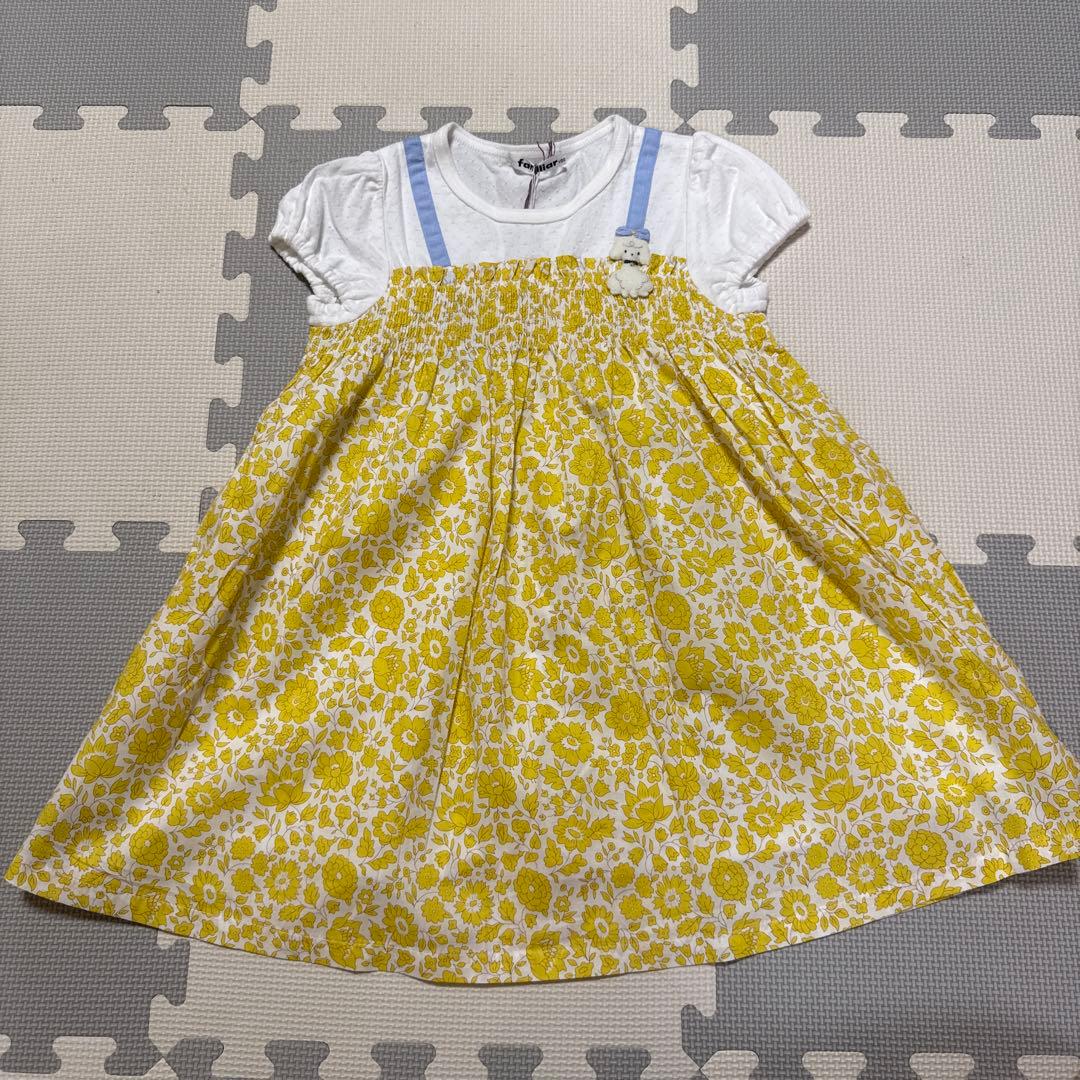 ファミリア ワンピース 100サイズ 新品タグ付き リバティ イエロー