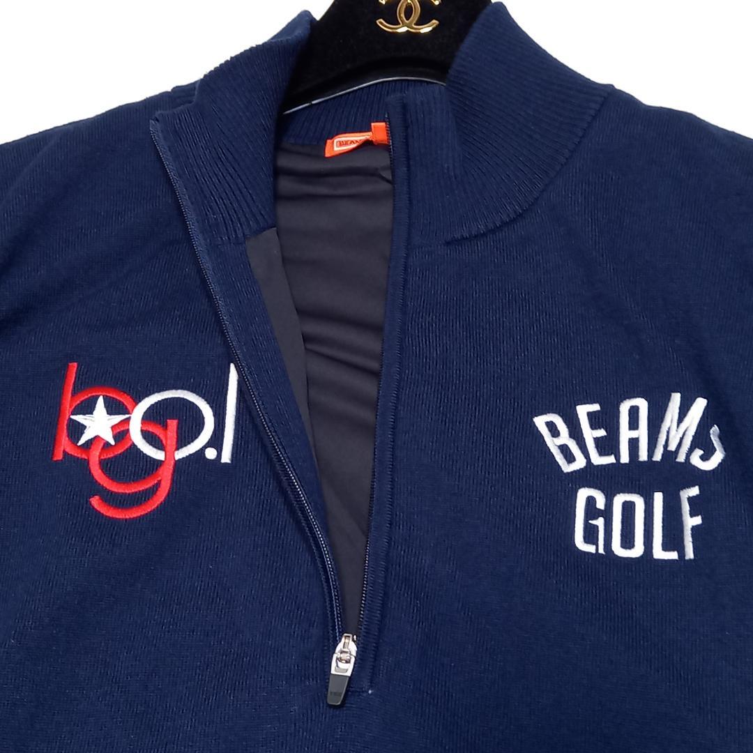 近年✨美品✨大きいサイズ ビームスゴルフ サイズXL 防風ニットブルゾン 紺色
