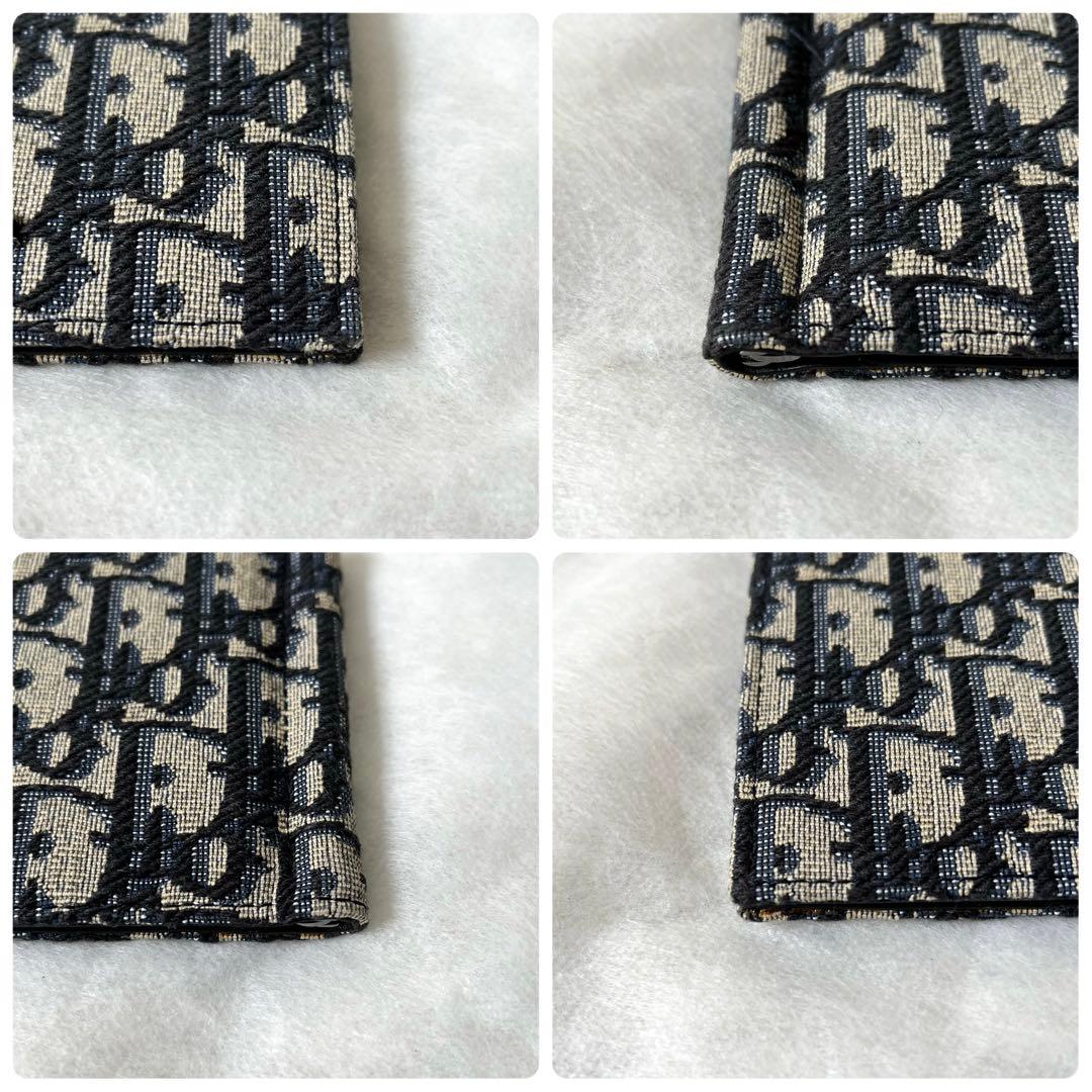 ディオール　マネークリップ　オブリーク　ジャガード　レザー　ベージュ　ネイビー