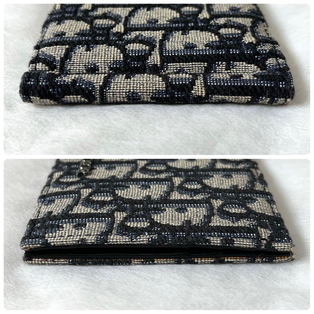 ディオール　マネークリップ　オブリーク　ジャガード　レザー　ベージュ　ネイビー