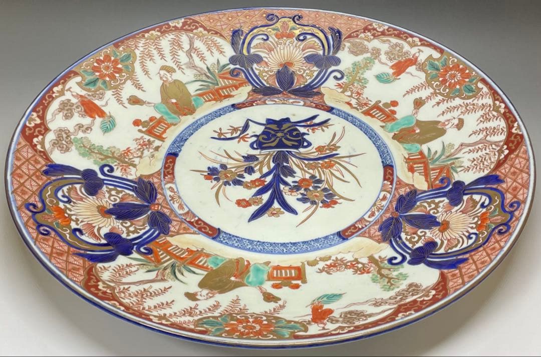 古伊万里　染錦　大皿　箱付　d557