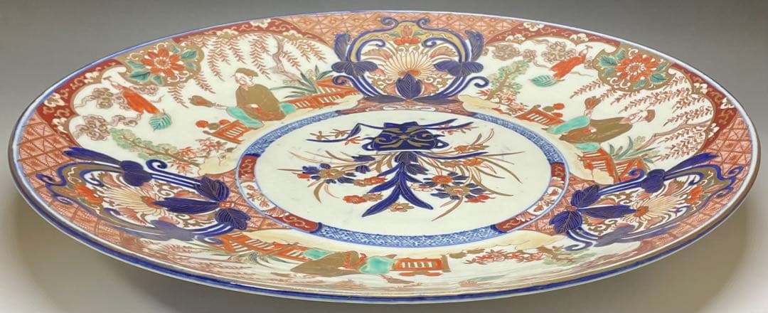 古伊万里　染錦　大皿　箱付　d557