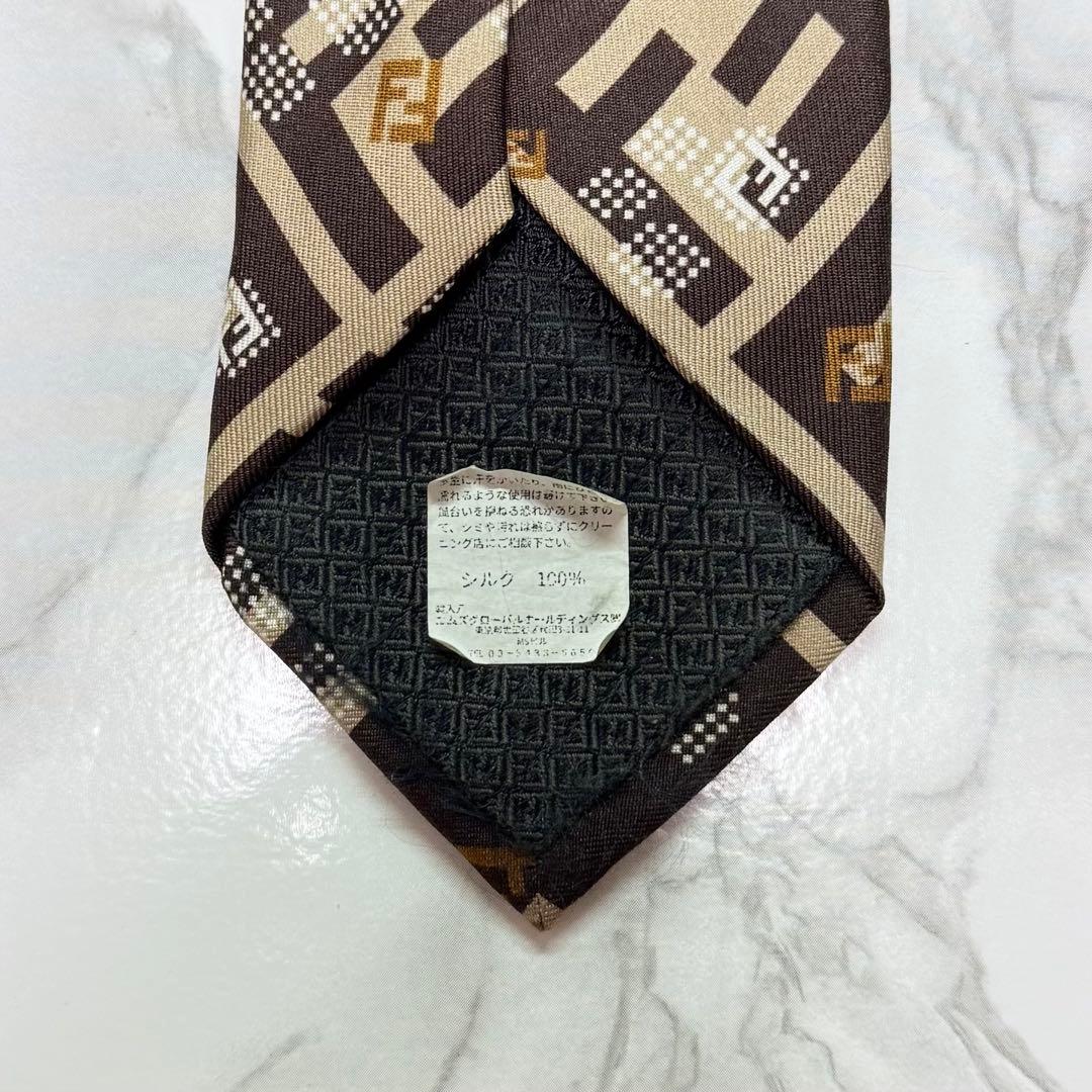 ✨極美品✨ レア FENDI ネクタイ シルク100% ズッカ柄 デカロゴ 艶